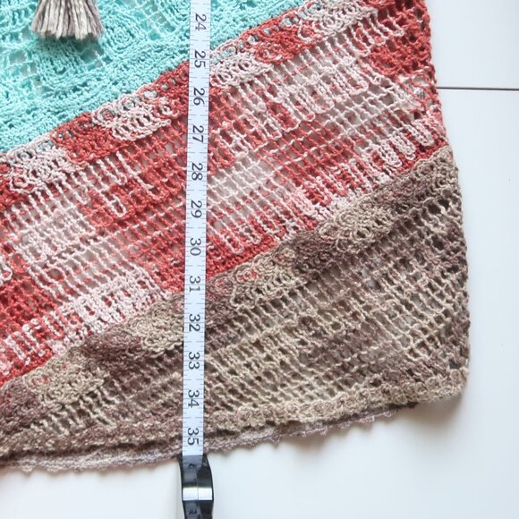 Soft Surroundings Multicolor Turquoise Red Crochet Tassel Boho Tunic Top Size L - Picture 15 of 16